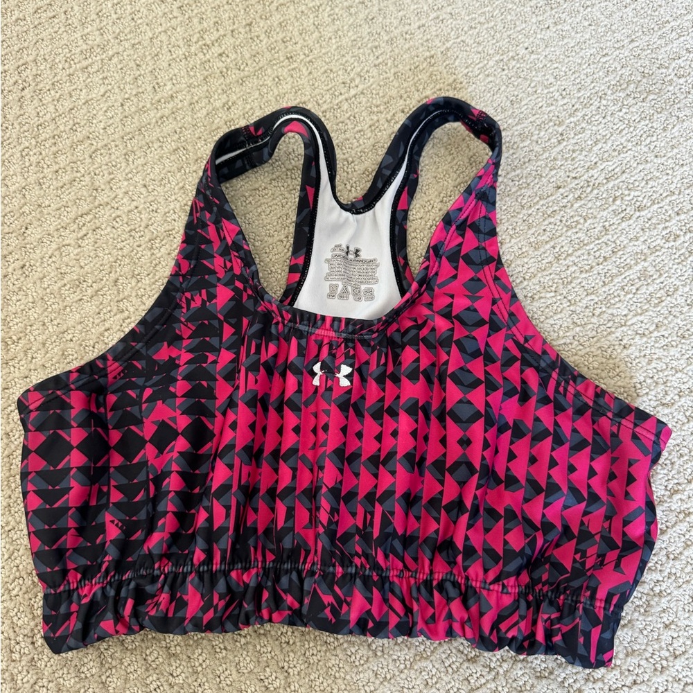 Under Armour Geometric Pink and Black Sports Bra